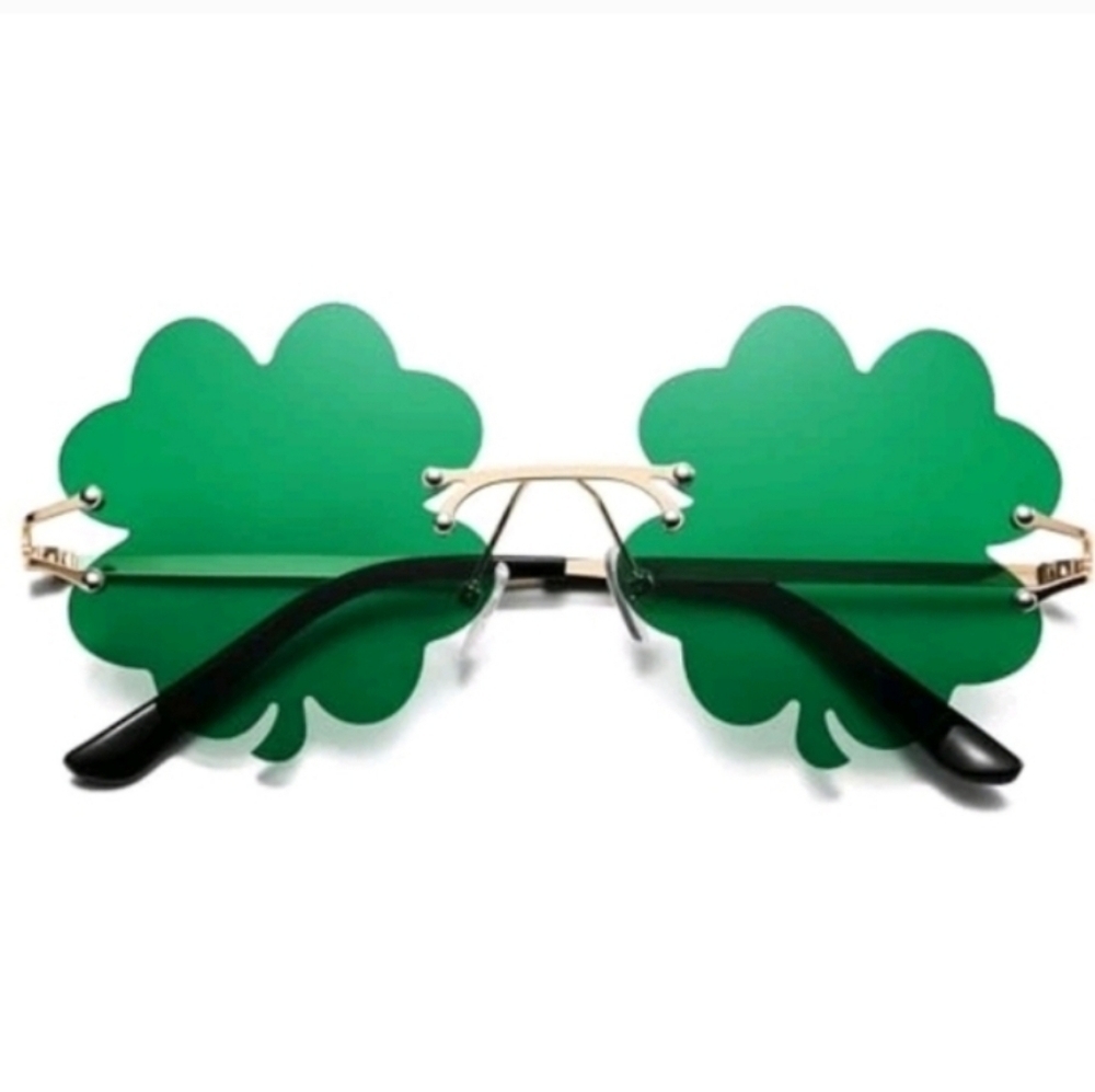 Unisex Fashion Green Clover Sunglasses